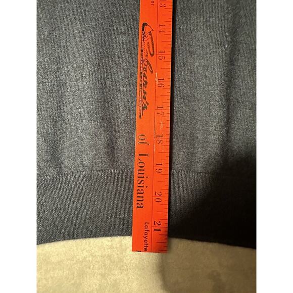 Saks Fifth Avenue Black Label Wool Woman Quarter 1/4 Zip‎ Sweater Size Med Navy - Picture 7 of 8